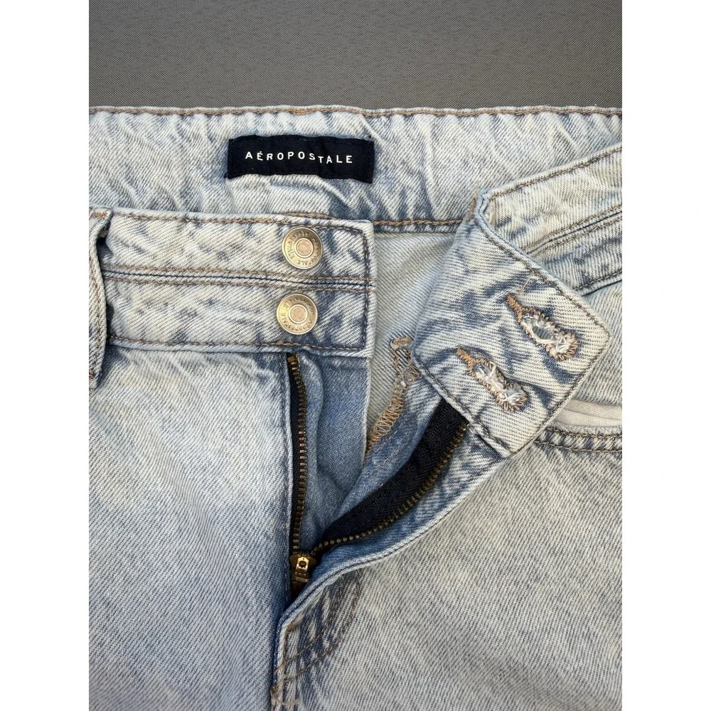 Aeropostale Women's S (2S) Lt.  Wash Blue Denim Baggy Cargo Jeans Wide‎ Leg 90s